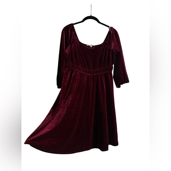 Celebrity Pink Maroon Burgundy Velvet Baby Doll Party Dress Small Medium - Picture 3 of 4
